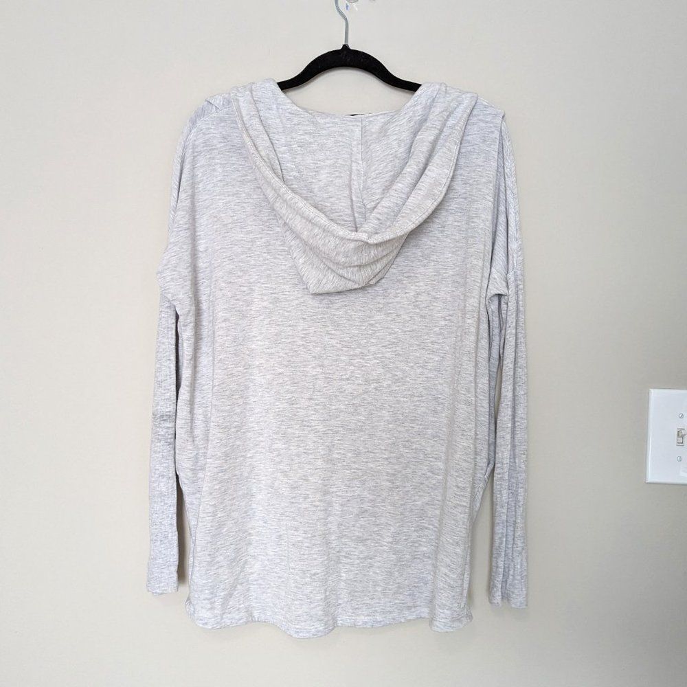 Athleta Light Gray Surplice Front Tunic Length Hooded Sweatshirt Women's Size XS - Picture 2 of 6